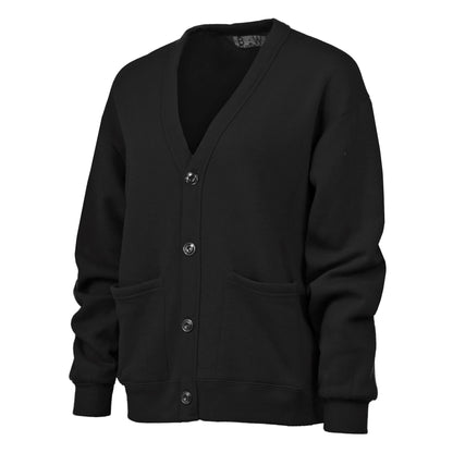 Black Fleece Cardigan with Oros Embroidery