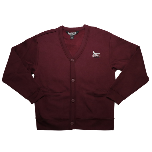 Maroon Fleece Cardigan - With Chedvas Embroidery